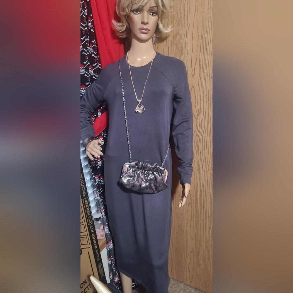 Silence + Noise Warm Maxi Length Gray Fleece Dress Women's Size Small